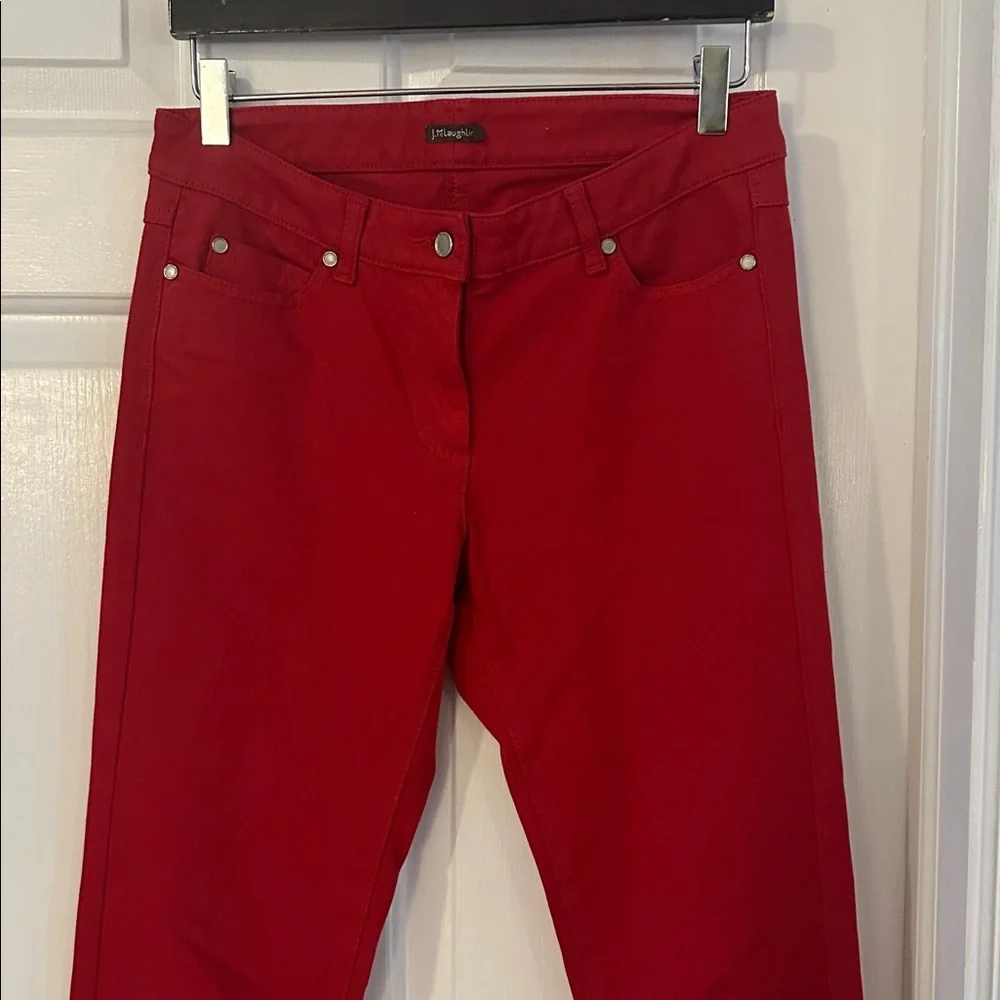 Women J. McLaughlin Vibrant Red Cotton & Spandex Skinny Jeans Size 2 - Picture 2 of 7